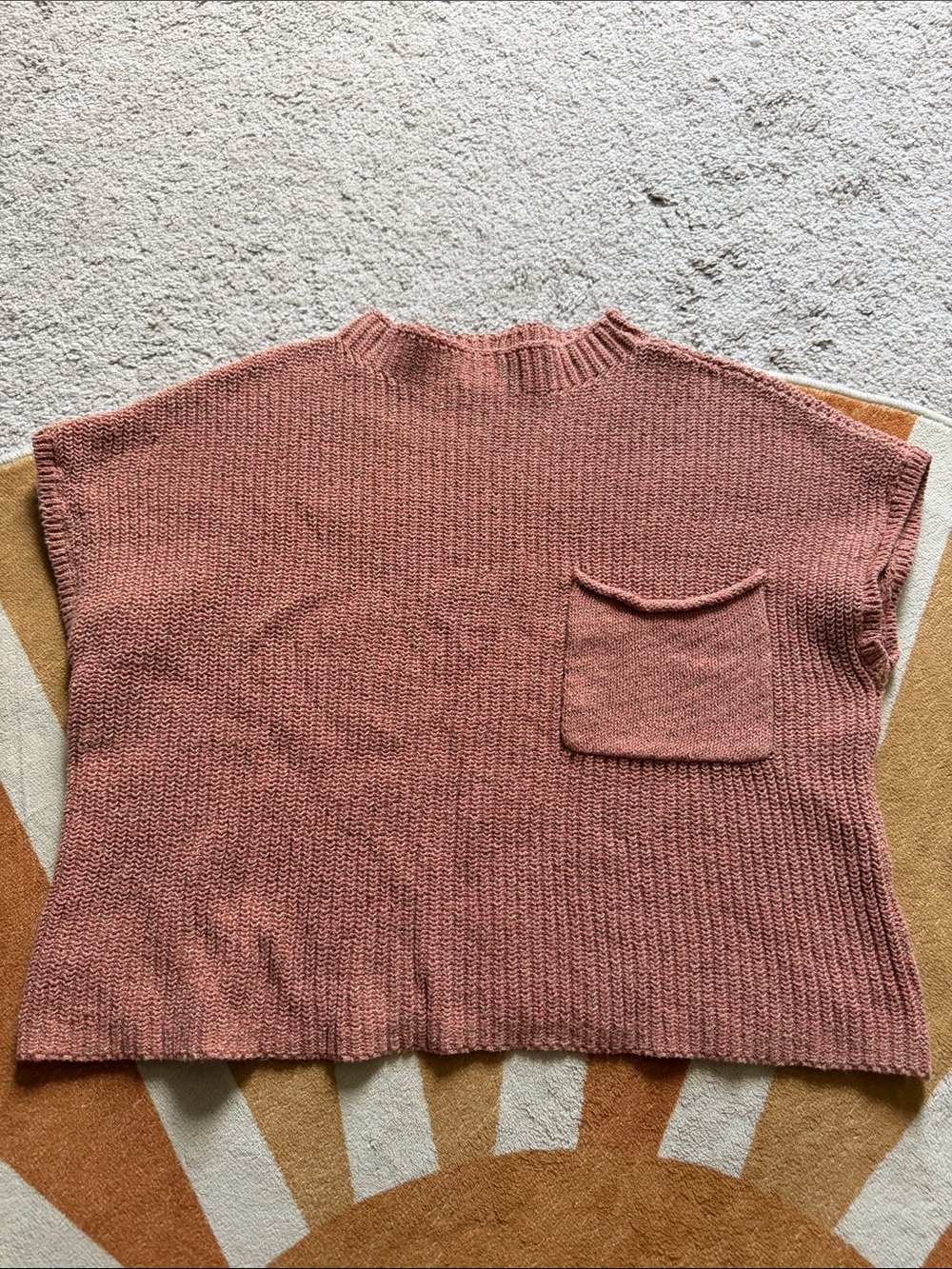 Free People Dusty Rose Boxy Knit Pocket Crop Top